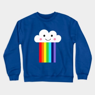 Cute Happy Cloud Rainbow on Blue Crewneck Sweatshirt